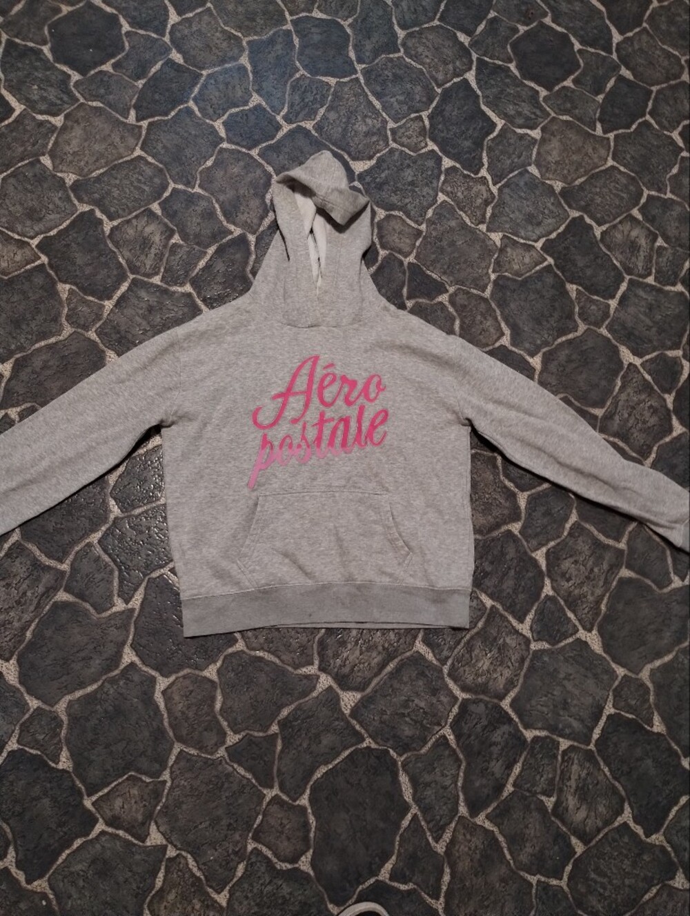 Aeropostale Women's Gray & Pink pullover hoodie Size M VINTAGE Y2K